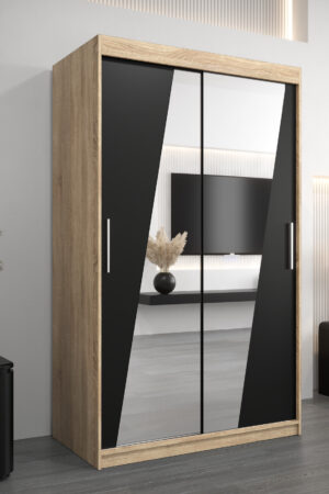 Šatní skříň Abi R0 v dekoru dub sonoma s černými dveřmi
