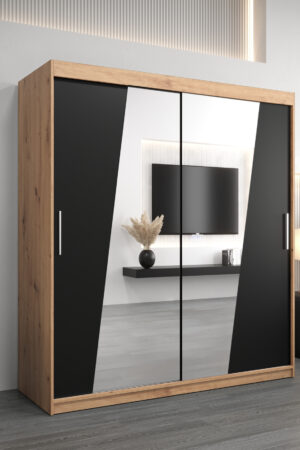 Šatní skříň Abi R0 v barvě dub artisan a černé
