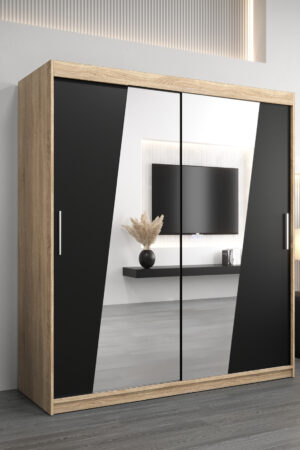 Šatní skříň Abi R0 v dubu Sonoma s černými dveřmi