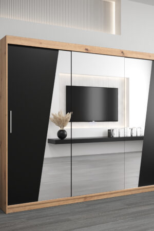 Šatní skříň Abi R0 s posuvnými dveřmi a zrcadlem