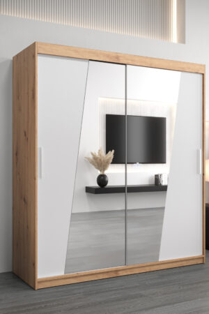 Šatní skříň Abi R0 s posuvnými dveřmi a zrcadlem