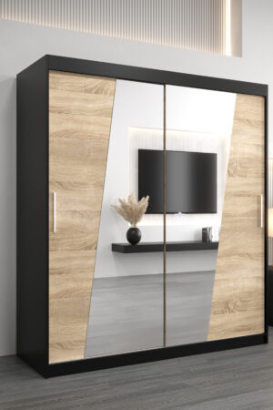 Šatní skříň Abi R0 s posuvnými dveřmi a zrcadlem