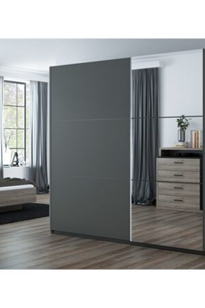 Šatní skříň Bastia s grafitovým korpusem a zrcadlem