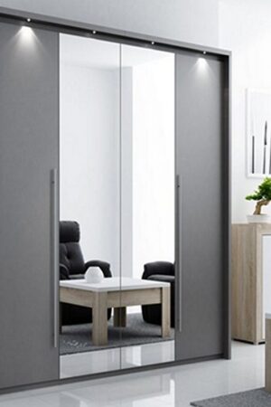 Šatní skříň Brema s harmonikovými dveřmi a zrcadlem