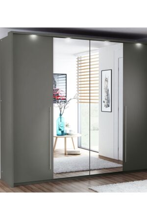 Šatní skříň Brema Lava s harmonikovými dveřmi a zrcadlem