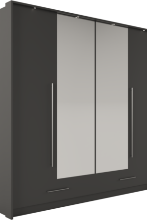 Bílá šatní skříň Toledo s harmonikovými dveřmi a zrcadlem