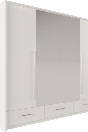 Bílá šatní skříň Toledo s harmonikovými dveřmi a zrcadlem