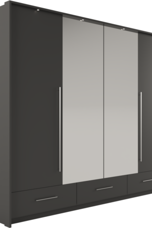 Bílá šatní skříň Toledo s harmonikovými dveřmi a zrcadlem