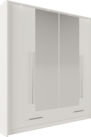 Bílá šatní skříň Toledo s harmonikovými dveřmi a zrcadlem