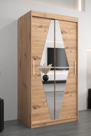 Šatní skříň Abi Bo s posuvnými dveřmi a zrcadlem