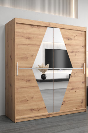 Šatní skříň Abi Bo s posuvnými dveřmi a zrcadlem