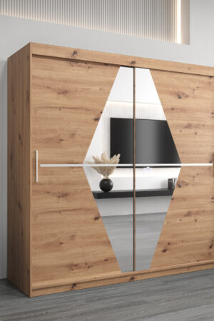 Šatní skříň Abi Bo s posuvnými dveřmi a zrcadlem