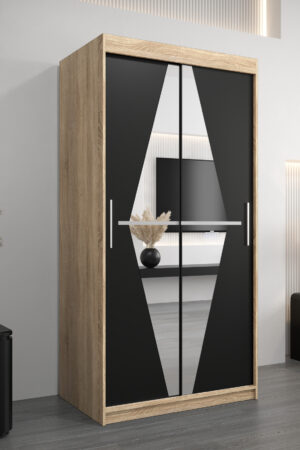 Šatní skříň Abi Bo v dubu Sonoma s černými dveřmi