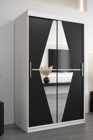 Šatní skříň Abi Bo s bílým korpusem a černými dveřmi