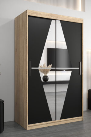 Šatní skříň Abi Bo v barvě Dub Sonoma s černými dveřmi