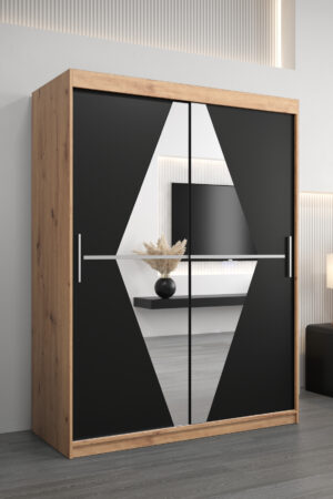 Šatní skříň Abi Bo s posuvnými dveřmi a zrcadlem