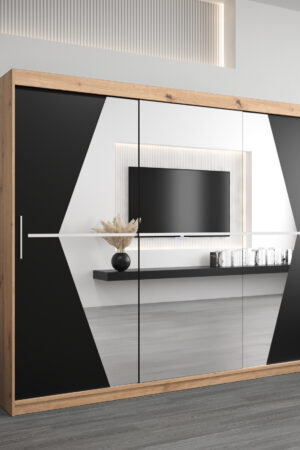 Šatní skříň Abi Bo v dekoru dub artisan a černé