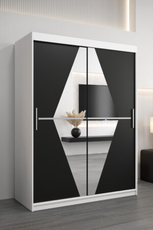Šatní skříň Abi Bo s bílým korpusem a černými dveřmi