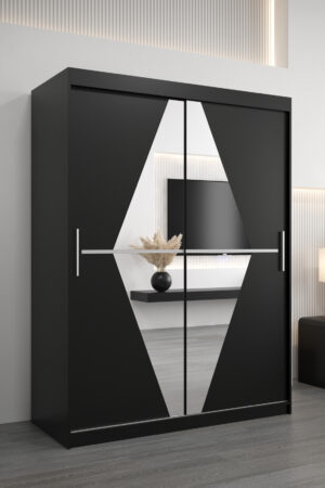 Šatní skříň Abi Bo v černé barvě, 150 cm široká