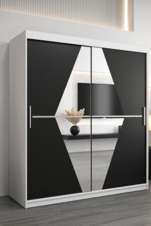 Šatní skříň Abi Bo s bílým korpusem a černými dveřmi