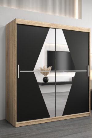 Šatní skříň Abi Bo s posuvnými dveřmi a zrcadlem