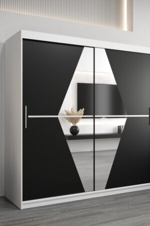 Šatní skříň Abi Bo, bílá barva, černé dveře