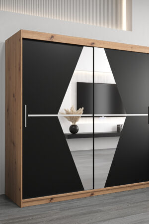 Šatní skříň Abi Bo s posuvnými dveřmi a zrcadlem