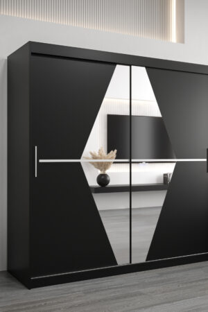 Šatní skříň Abi Bo v černé barvě s posuvnými dveřmi