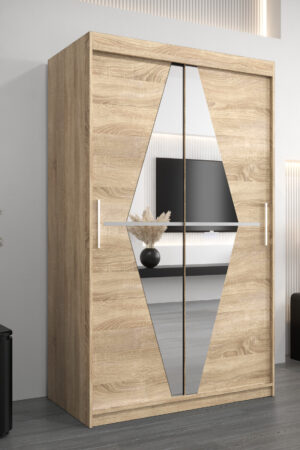 Šatní skříň Abi Bo v dekoru dub sonoma s posuvnými dveřmi.