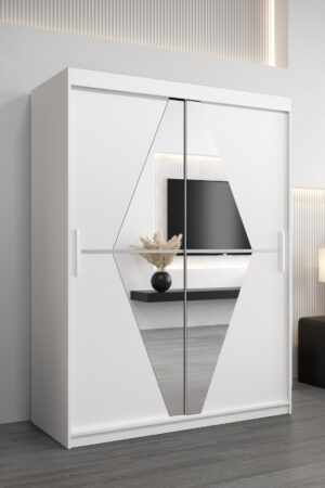 Šatní skříň Abi Bo v bílé barvě s posuvnými dveřmi