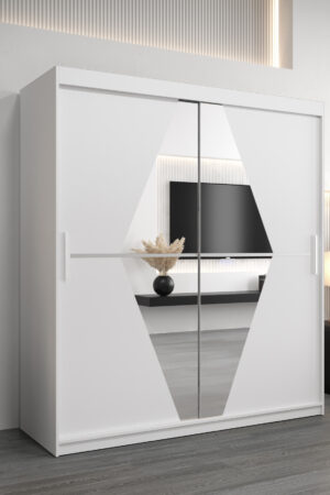 Šatní skříň Abi Bo s posuvnými dveřmi v bílé barvě