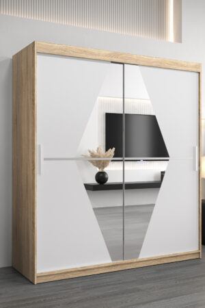 Šatní skříň Abi Bo s bílými dveřmi a zrcadlem