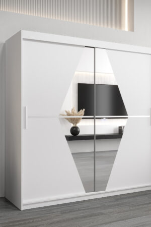 Šatní skříň Abi Bo v bílé barvě s posuvnými dveřmi