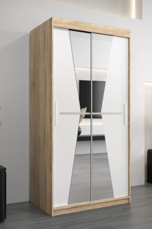 Šatní skříň Abi Ma v dekoru Dub Sonoma s bílými dveřmi