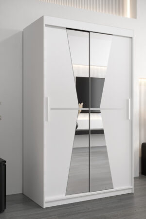 Bílá šatní skříň Abi Ma s posuvnými dveřmi a zrcadlem