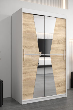 Šatní skříň Abi Ma bílá s dubovými dveřmi