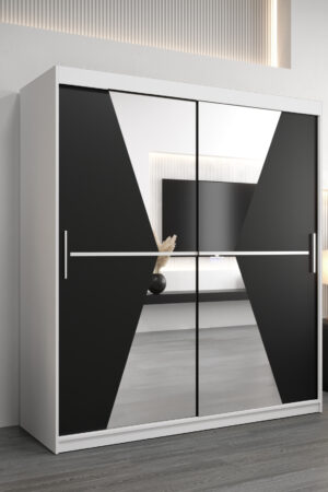 Šatní skříň Abi Ma v bílé barvě s černými dveřmi