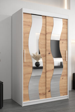 Šatní skříň Abi Se s bílým korpusem a dubovými dveřmi
