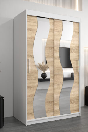 Šatní skříň Abi Se s bílým korpusem a dubovými dveřmi
