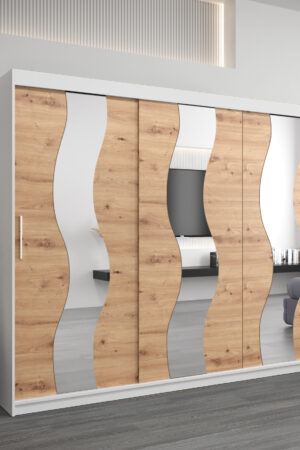 Šatní skříň Abi Se bílá s dubovými dveřmi