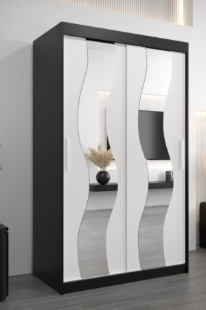 Šatní skříň Abi Se v černé barvě s bílými dveřmi