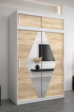 Šatní skříň Abi Bo s nástavcem v bílé barvě