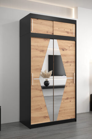 Šatní skříň Abi Bo s nástavcem v černé barvě