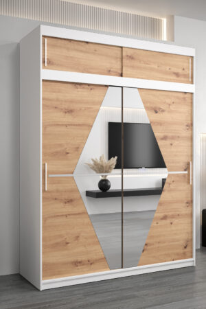 Šatní skříň Abi Bo s nástavcem v bílé barvě