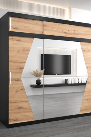 Šatní skříň Abi Bo s nástavcem v černé barvě