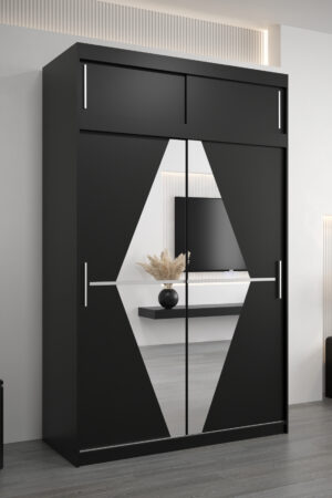 Šatní skříň Abi Bo s nástavcem v černé barvě