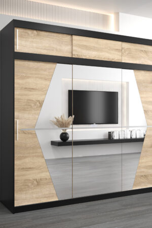 Šatní skříň Abi Bo s nástavcem v černé barvě