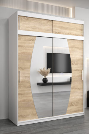 Šatní skříň Abi E0 s nástavcem v bílém provedení.