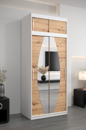 Šatní skříň Abi E0 s nástavcem v bílé barvě