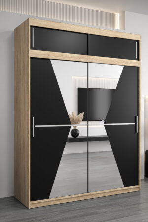 Šatní skříň Abi Ma s nástavcem v barvě dub sonoma.